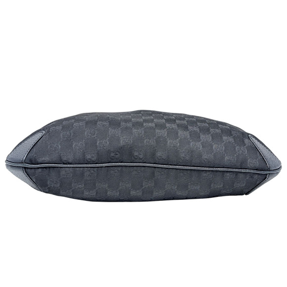 Gucci Creole Hobo Bag Black GG Monogram Canvas Leather Trim Gold Shoulder Tote - Picture 8 of 12